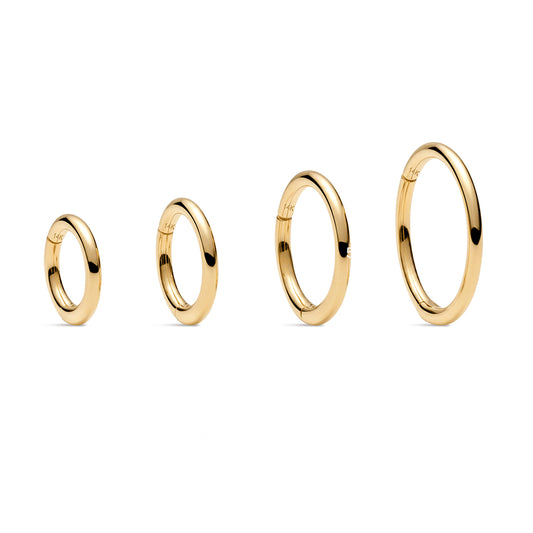 14K Gold Classic Polished Titanium Internally Threaded Cartilage Clicker Hoop | Hypoallergenic Piercing Jewelry