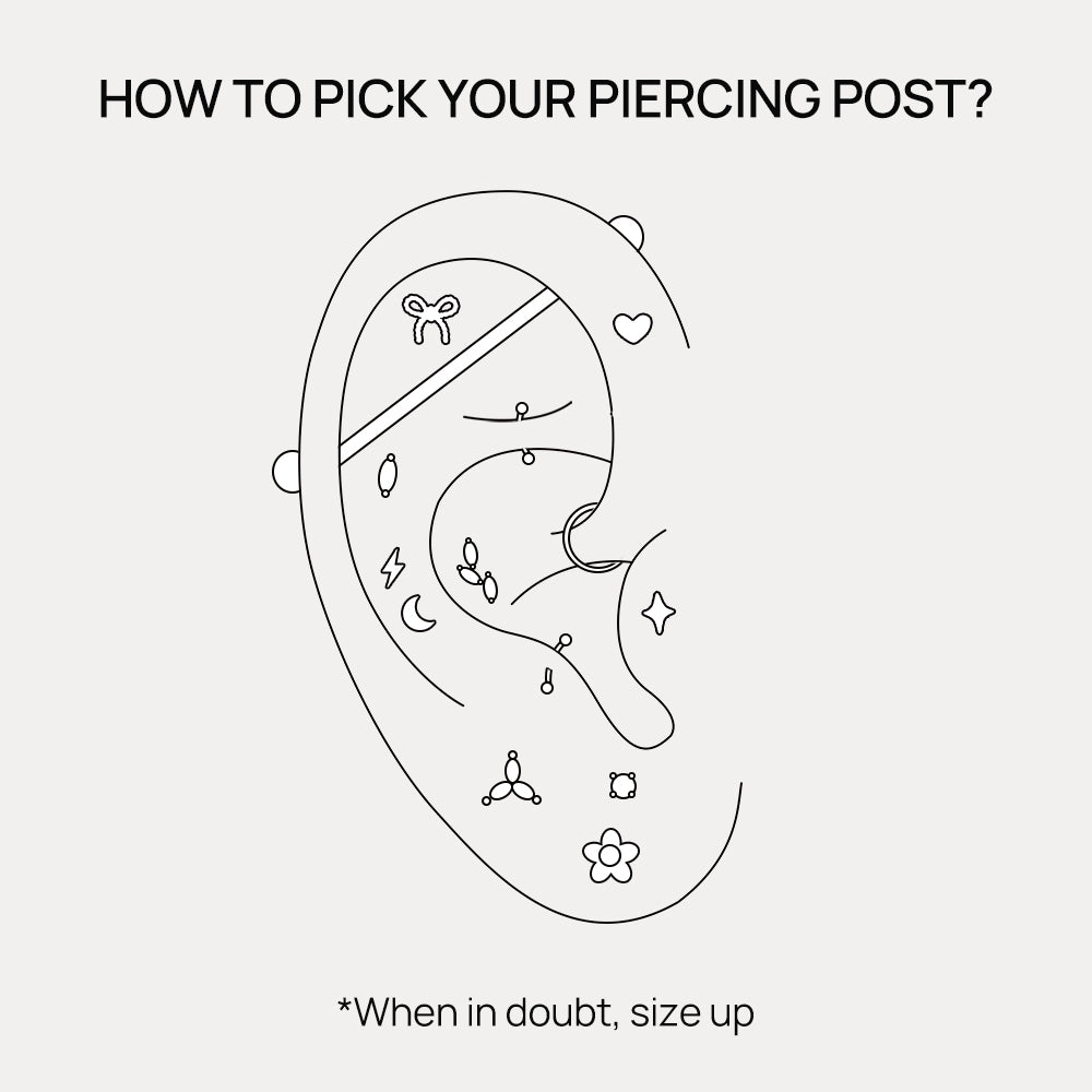 14K Gold Classic Four-Prong CZ Titanium Internally Threaded Flat Back Cartilage Stud | Hypoallergenic Piercing Jewelry