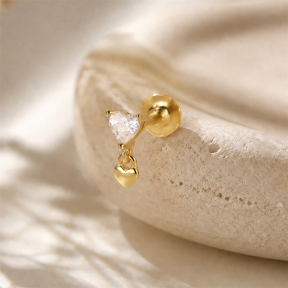 Petite CZ Drop Threader Earrings - 925 Sterling Silver for Women, Hypoallergenic