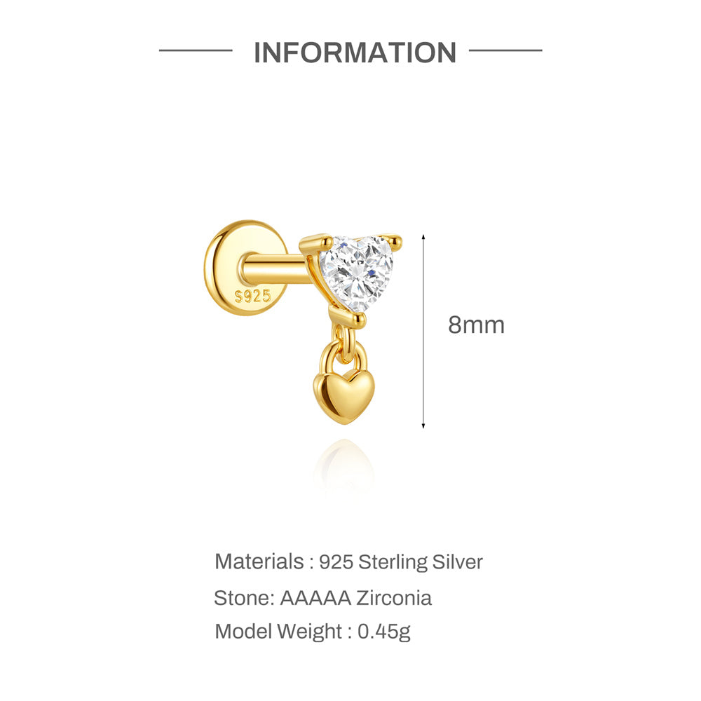 Petite CZ Drop Threader Earrings - 925 Sterling Silver for Women, Hypoallergenic