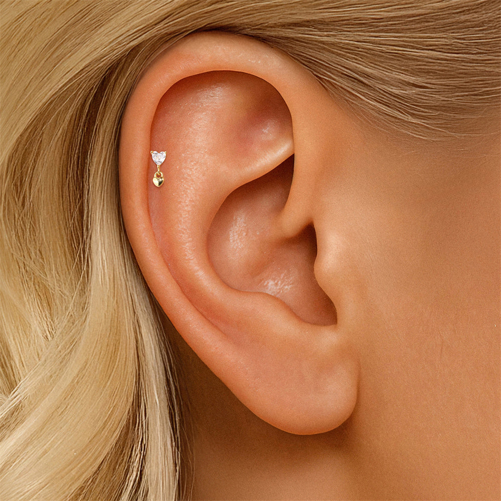 Petite CZ Drop Threader Earrings - 925 Sterling Silver for Women, Hypoallergenic