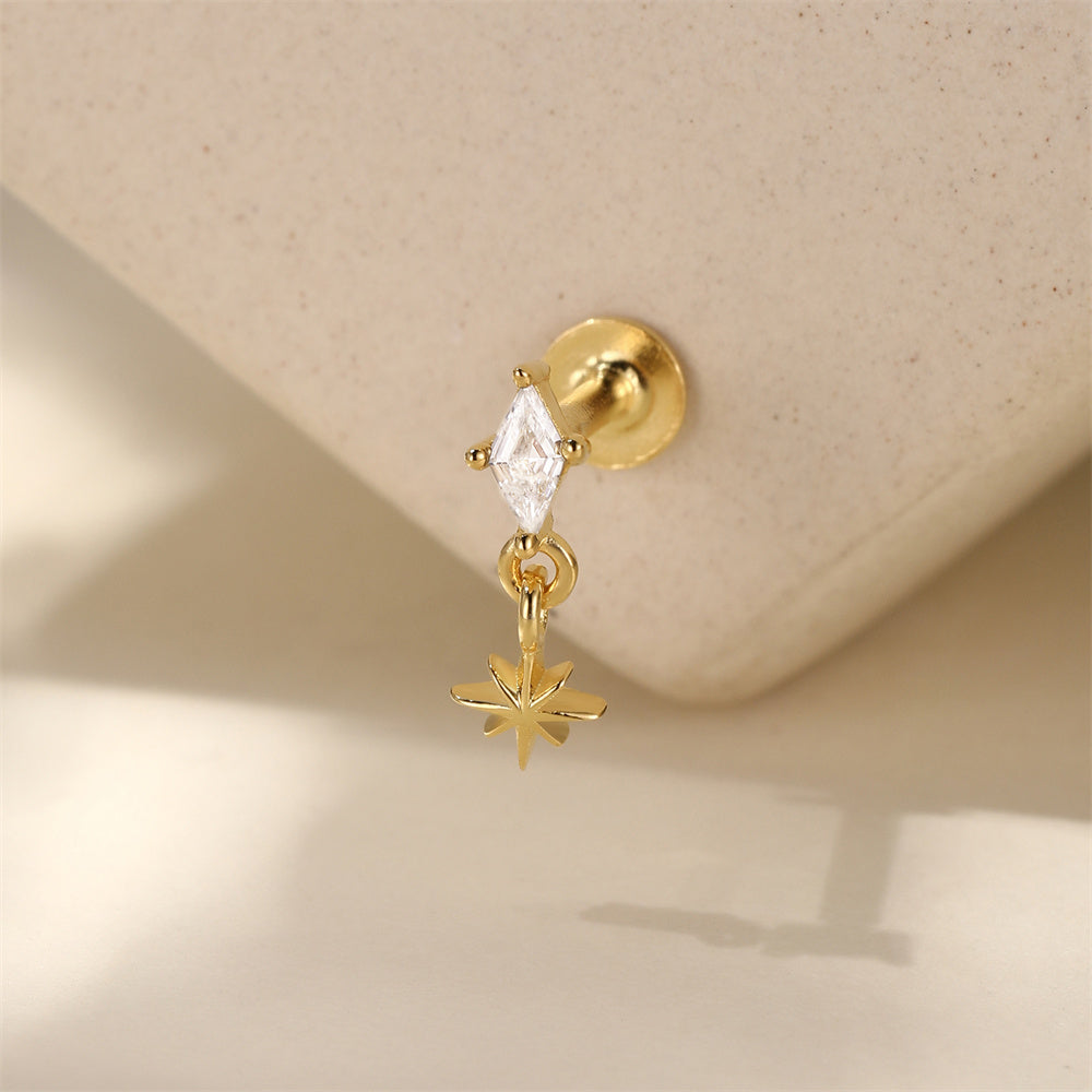 Modern CZ Bar Drop Earrings - 925 Sterling Silver for Women, Hypoallergenic