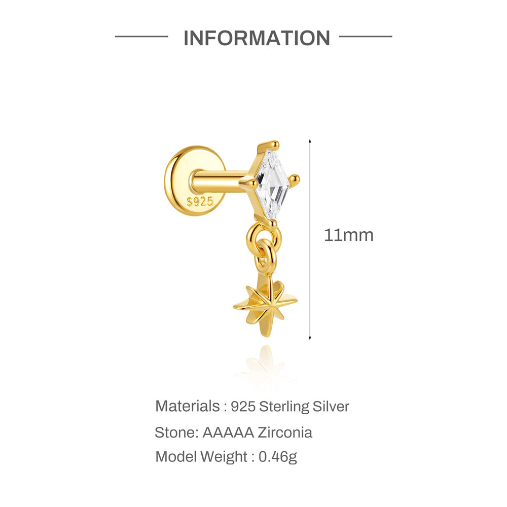 Modern CZ Bar Drop Earrings - 925 Sterling Silver for Women, Hypoallergenic