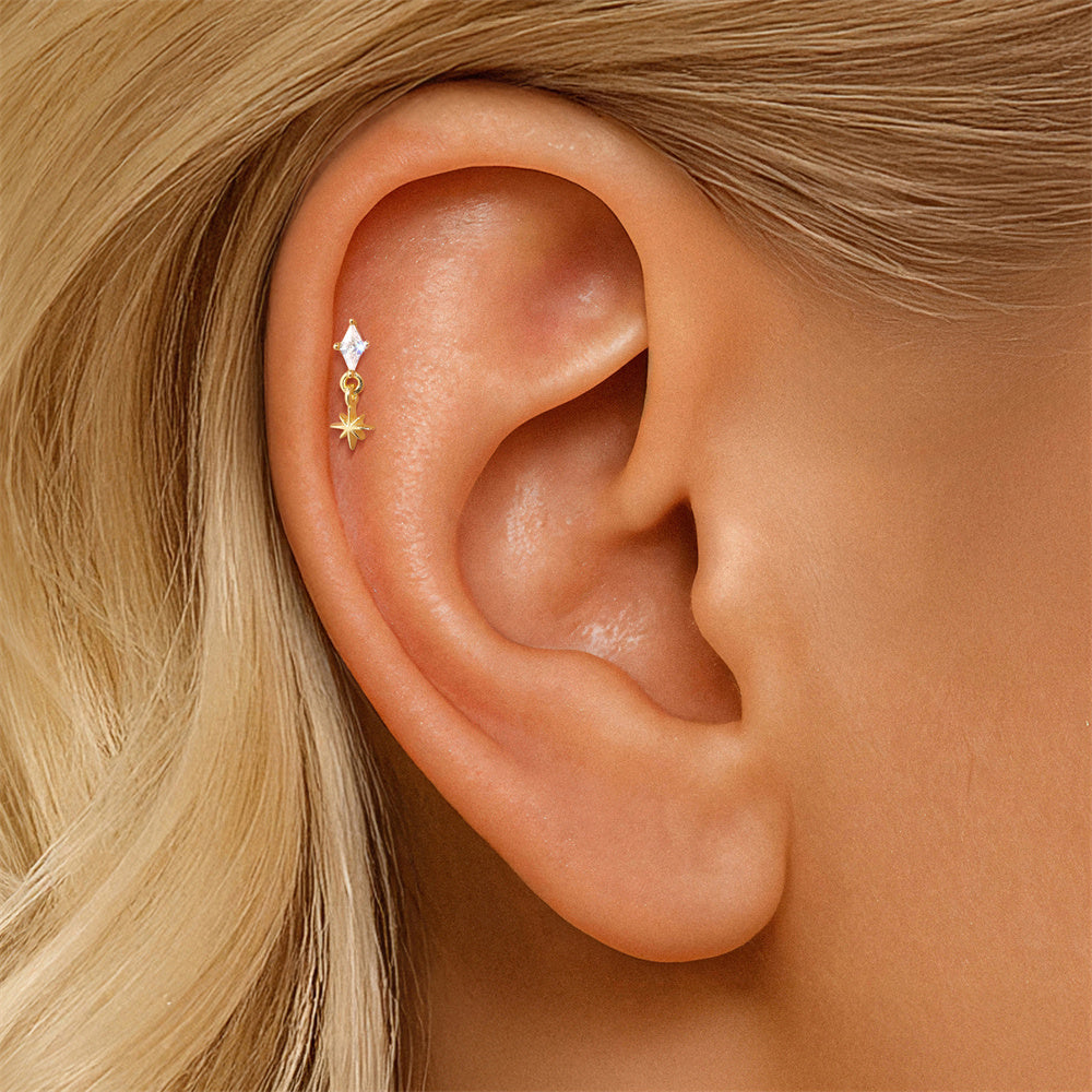 Modern CZ Bar Drop Earrings - 925 Sterling Silver for Women, Hypoallergenic