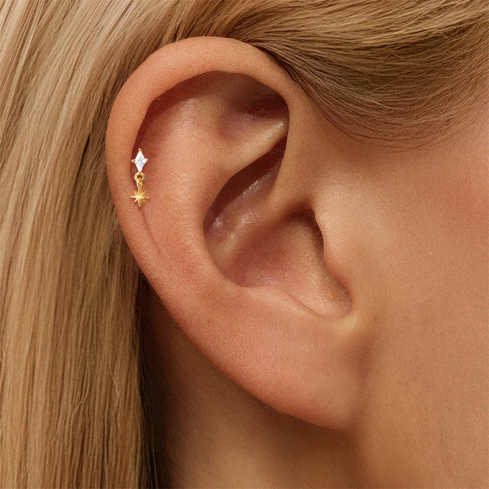 Modern CZ Bar Drop Earrings - 925 Sterling Silver for Women, Hypoallergenic
