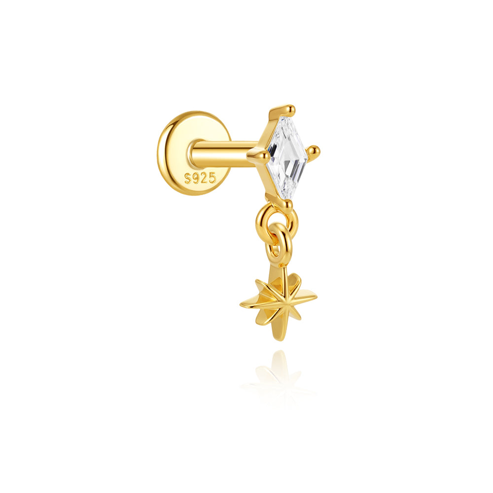 Modern CZ Bar Drop Earrings - 925 Sterling Silver for Women, Hypoallergenic