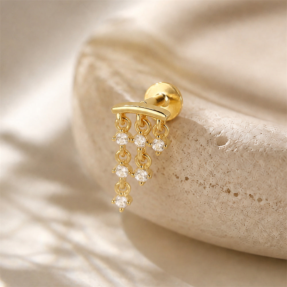 Opulent CZ Multi-Strand Drop Earrings - 925 Sterling Silver for Women, Hypoallergenic