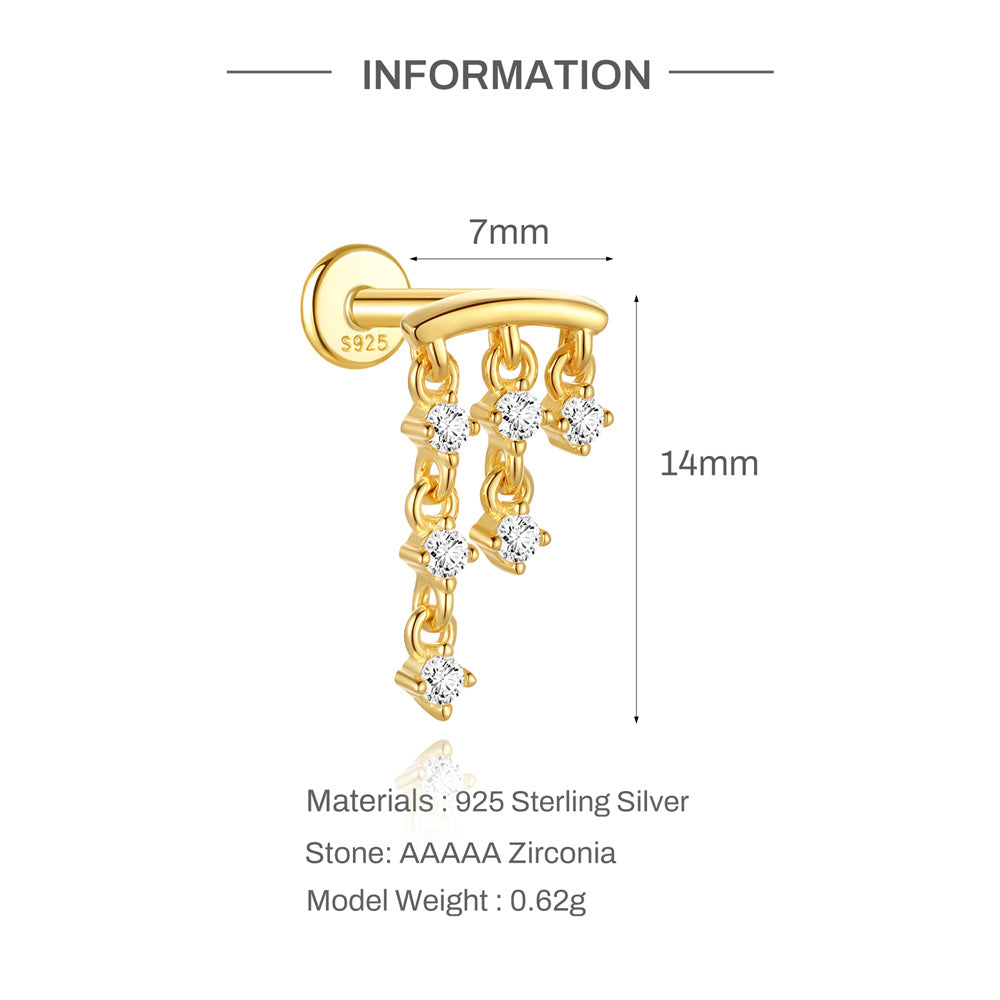 Opulent CZ Multi-Strand Drop Earrings - 925 Sterling Silver for Women, Hypoallergenic