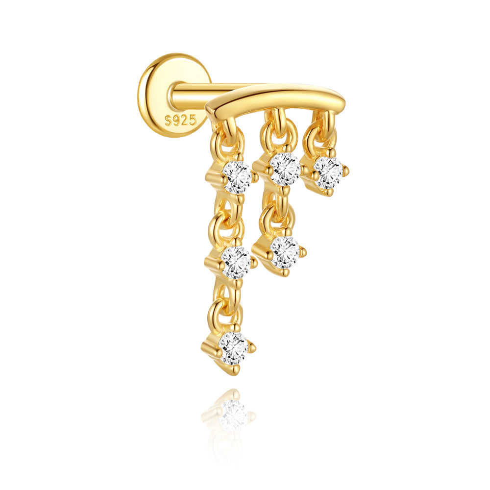 Opulent CZ Multi-Strand Drop Earrings - 925 Sterling Silver for Women, Hypoallergenic