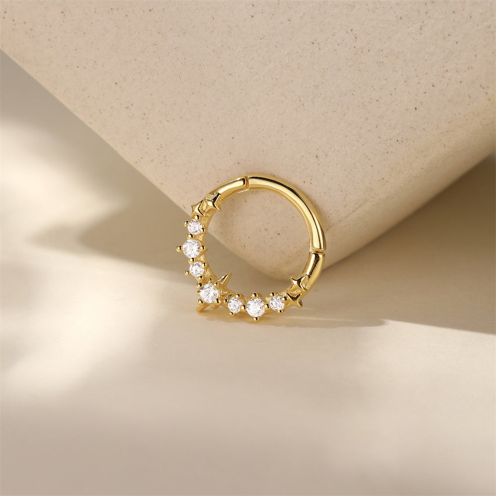 Trendy CZ Huggie Hoop Nose Ring - 925 Sterling Silver for Women, Hypoallergenic