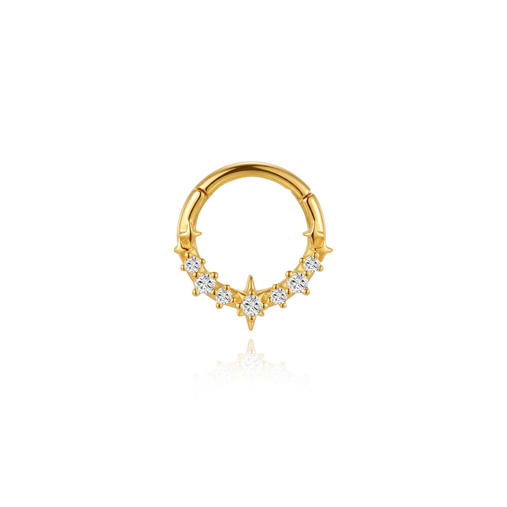 Trendy CZ Huggie Hoop Nose Ring - 925 Sterling Silver for Women, Hypoallergenic