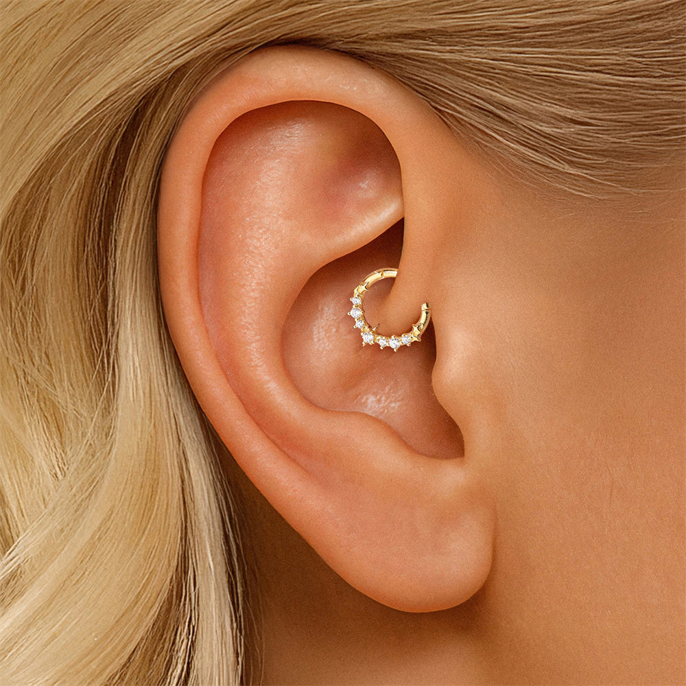 Trendy CZ Huggie Hoop Nose Ring - 925 Sterling Silver for Women, Hypoallergenic
