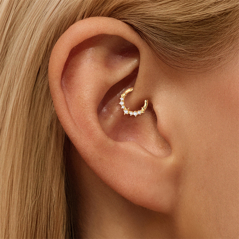 Trendy CZ Huggie Hoop Nose Ring - 925 Sterling Silver for Women, Hypoallergenic
