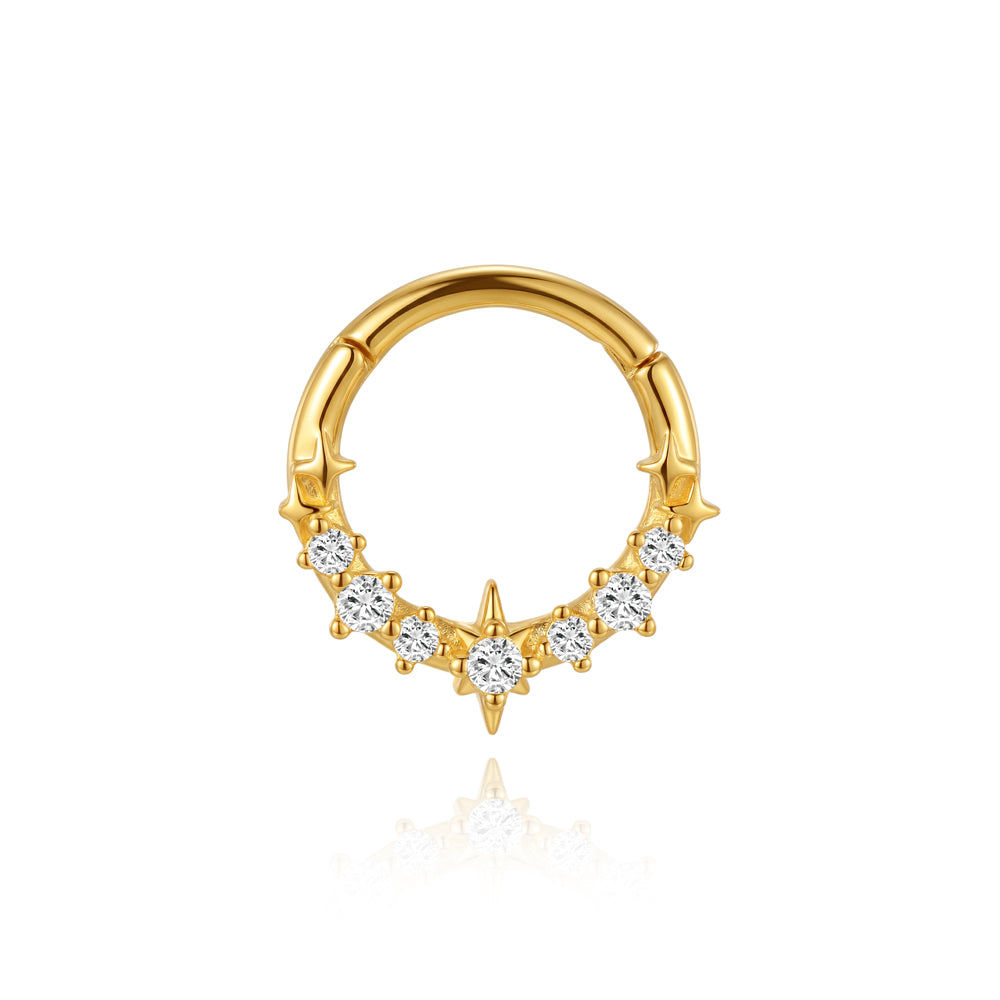 Trendy CZ Huggie Hoop Nose Ring - 925 Sterling Silver for Women, Hypoallergenic