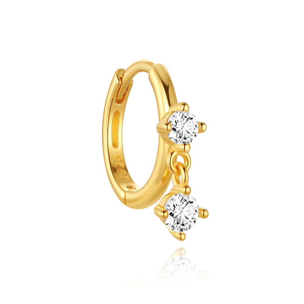 Sleek CZ Hinged Huggie Ear Cuff - 925 Sterling Silver for Women, Hypoallergenic