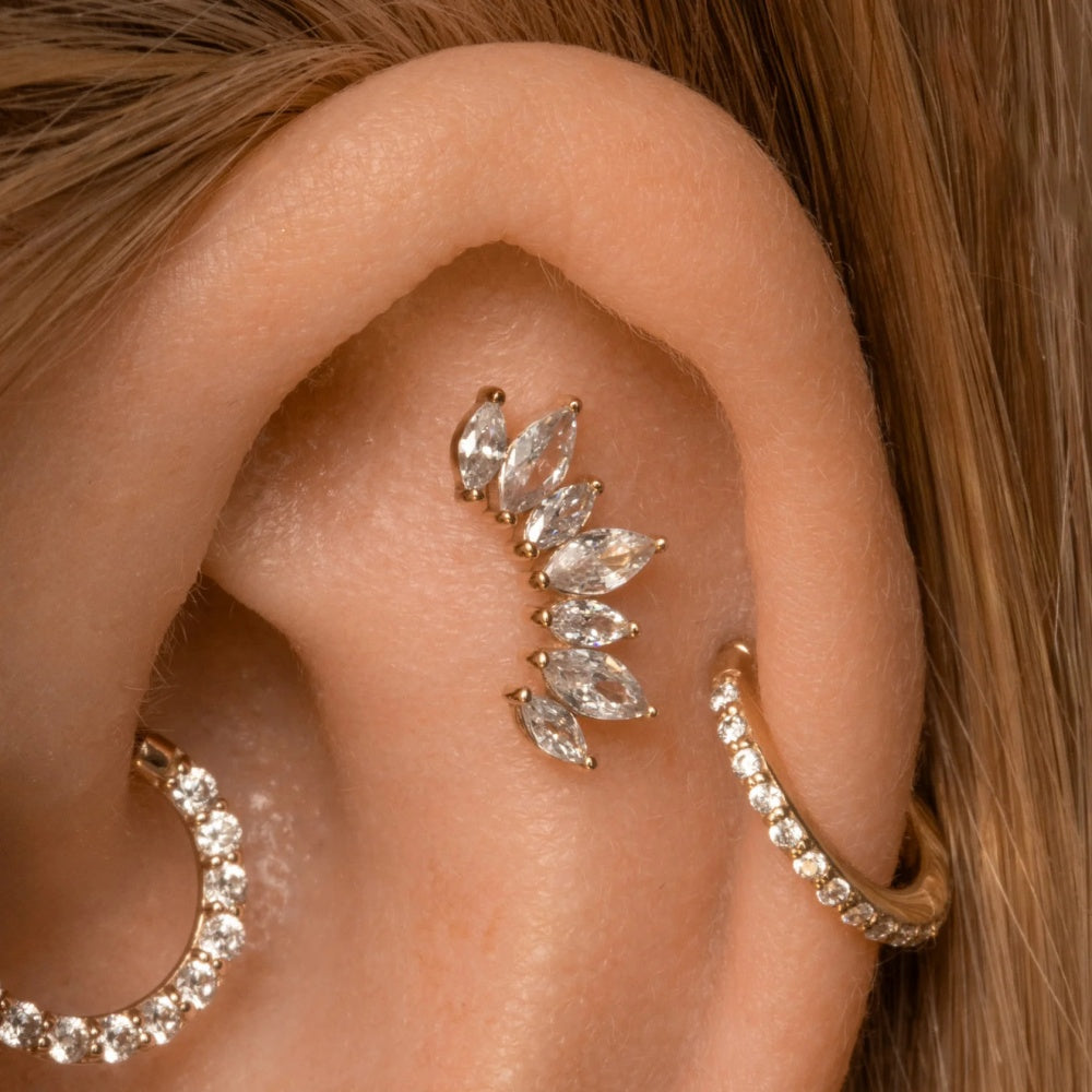 Stunning CZ Teardrop Climber Earrings - 925 Sterling Silver for Women, Hypoallergenic