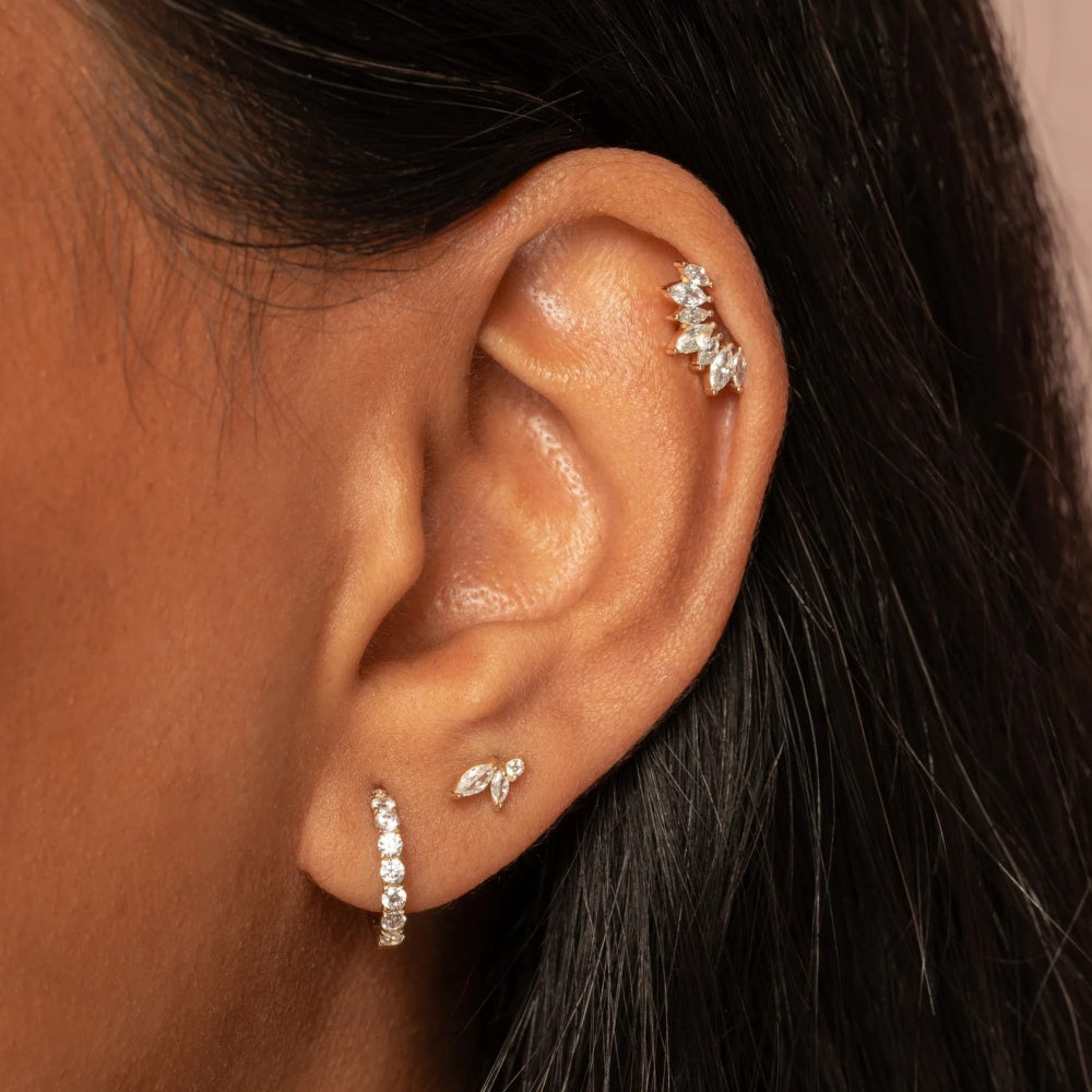 Stunning CZ Teardrop Climber Earrings - 925 Sterling Silver for Women, Hypoallergenic