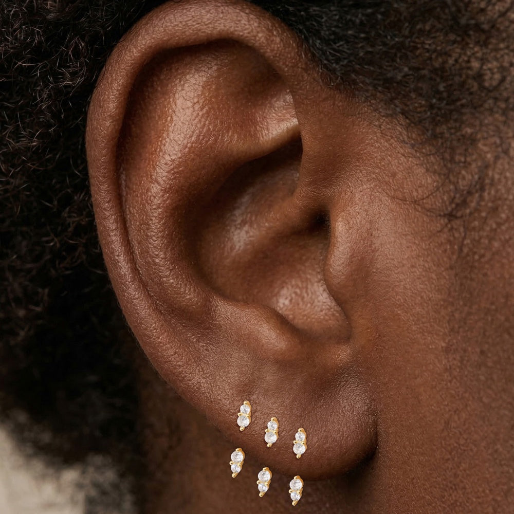 Refined CZ Geometric Drop Earrings - 925 Sterling Silver for Women, Hypoallergenic