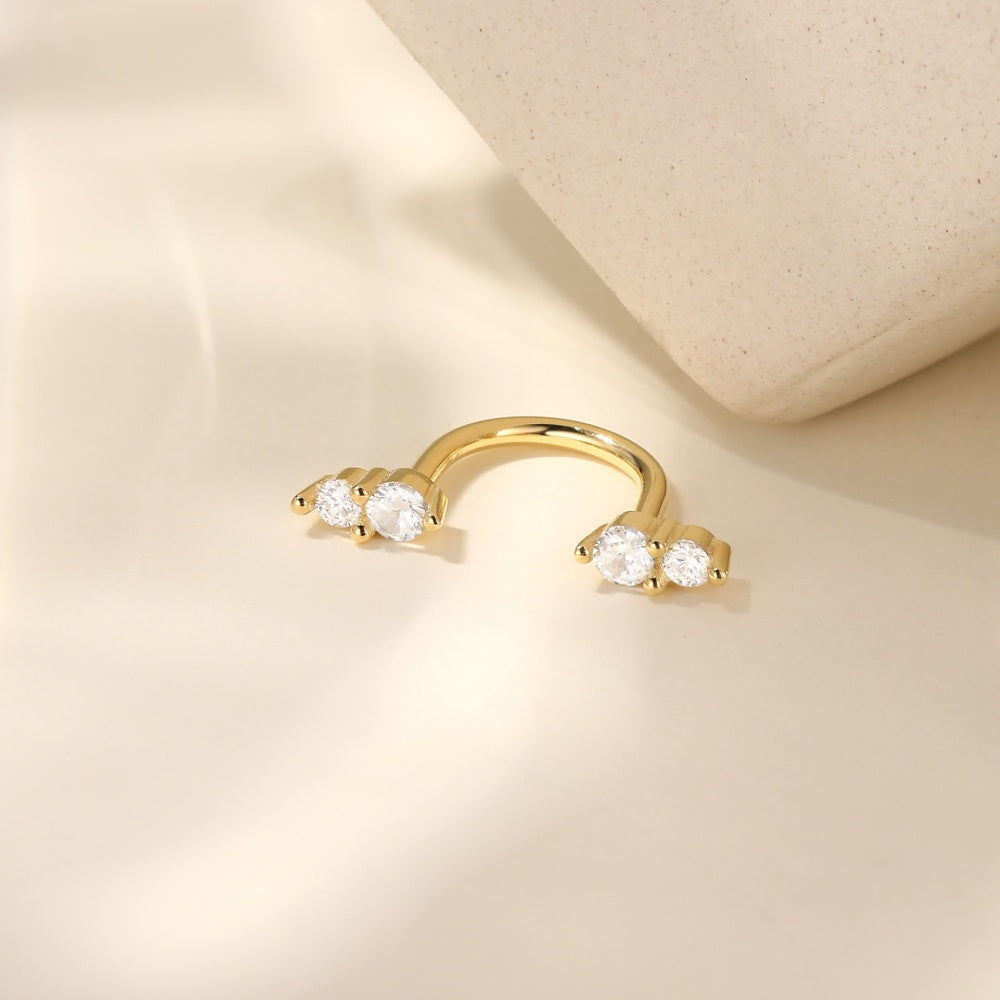 Refined CZ Geometric Drop Earrings - 925 Sterling Silver for Women, Hypoallergenic