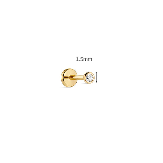 14K Gold Plated CZ Flat Back Cartilage Stud Earring | Tiny Everyday Piercing Jewelry