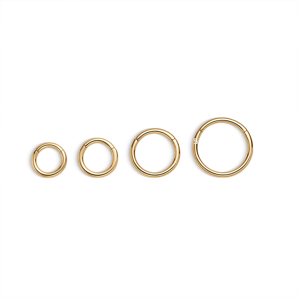 14K Gold Classic Polished Titanium Internally Threaded Cartilage Clicker Hoop | Hypoallergenic Piercing Jewelry