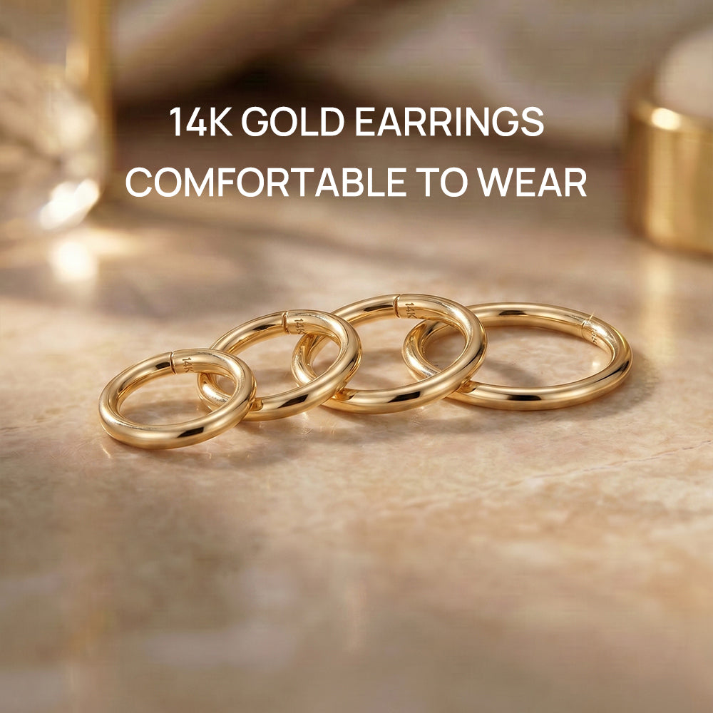 14K Gold Classic Polished Titanium Internally Threaded Cartilage Clicker Hoop | Hypoallergenic Piercing Jewelry