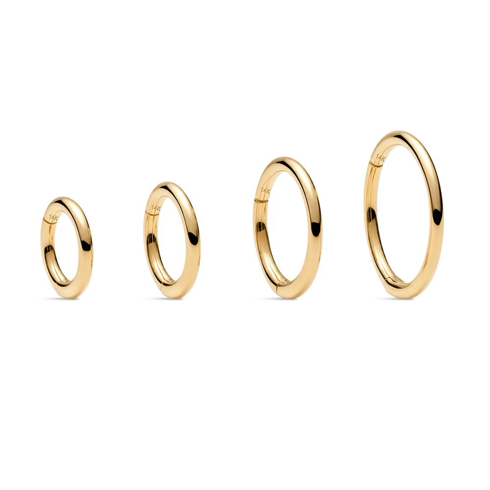 14K Gold Classic Polished Titanium Internally Threaded Cartilage Clicker Hoop | Hypoallergenic Piercing Jewelry