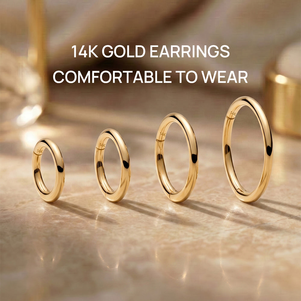 14K Gold Classic Polished Titanium Internally Threaded Cartilage Clicker Hoop | Hypoallergenic Piercing Jewelry