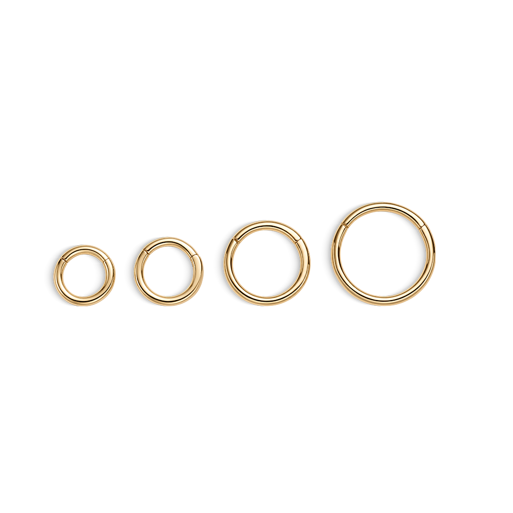 14K Gold Classic Polished Titanium Internally Threaded Cartilage Clicker Hoop | Hypoallergenic Piercing Jewelry