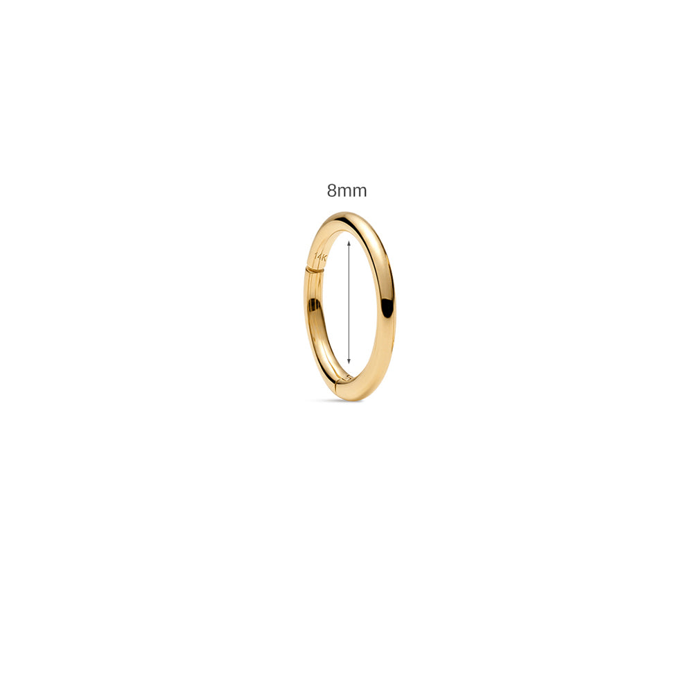 14K Gold Classic Polished Titanium Internally Threaded Cartilage Clicker Hoop | Hypoallergenic Piercing Jewelry