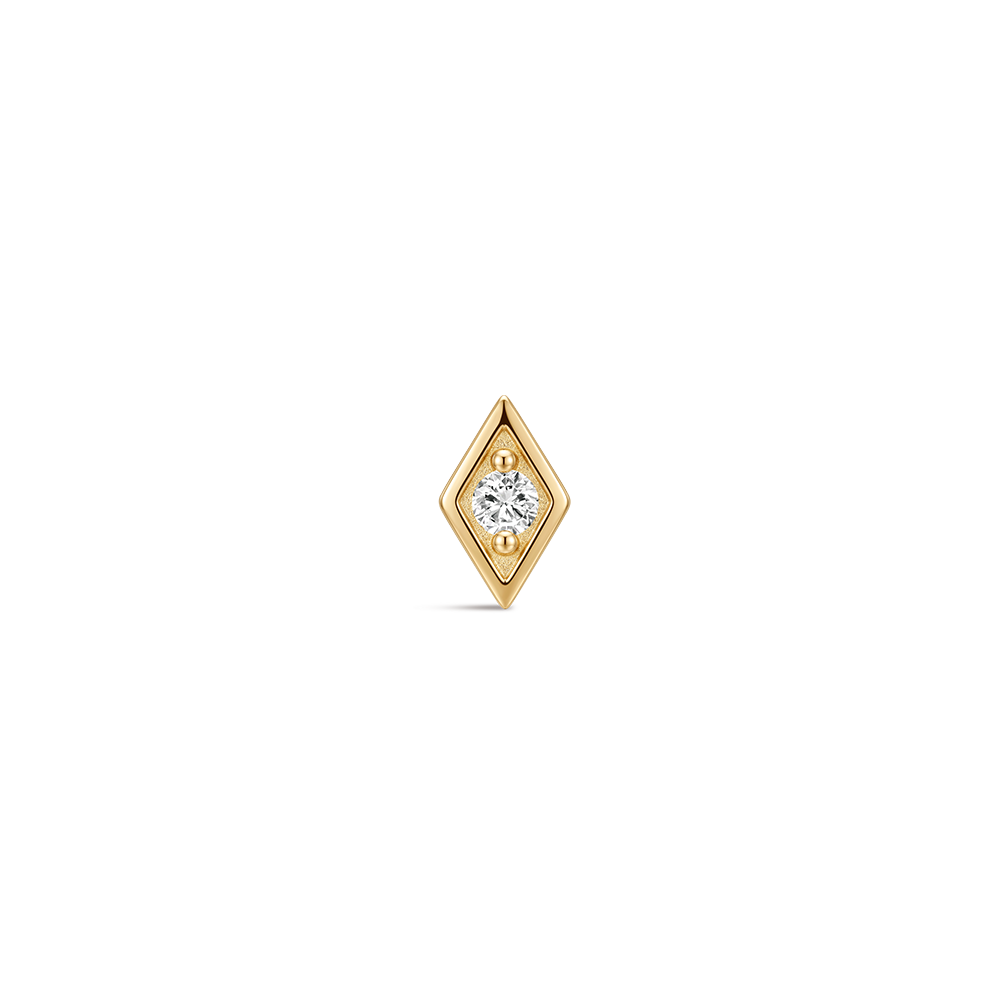 14K Gold Minimalist Geometric Diamond CZ Titanium Internally Threaded Flat Back Cartilage Stud | Hypoallergenic Piercing Jewelry