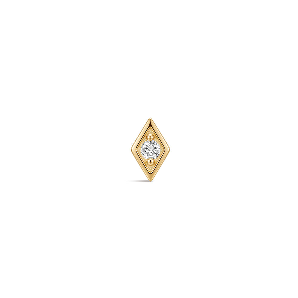 14K Gold Minimalist Geometric Diamond CZ Titanium Internally Threaded Flat Back Cartilage Stud | Hypoallergenic Piercing Jewelry