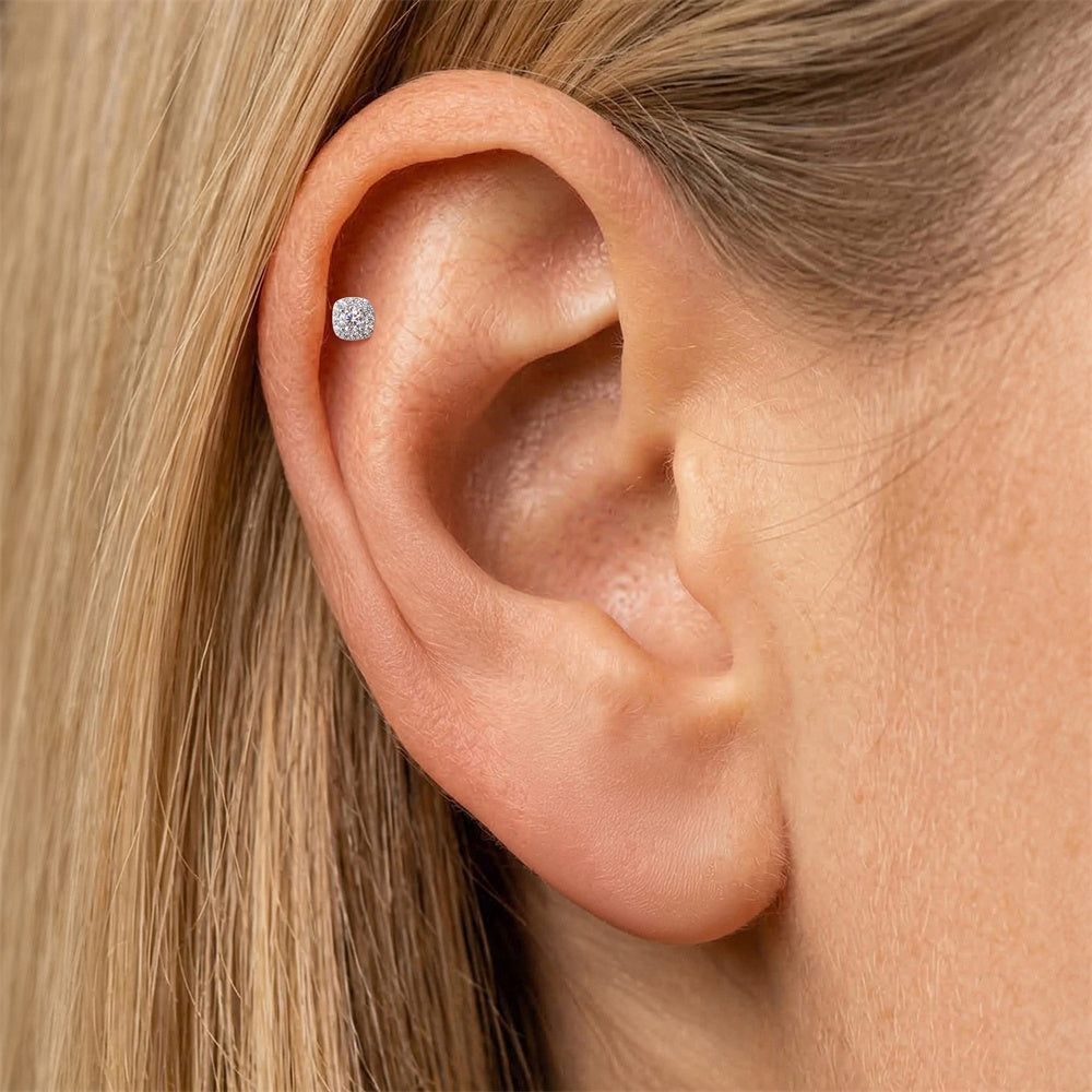 Pavé Moissanite Huggie Hoop Earrings - 925 Sterling Silver for Women, Hypoallergenic