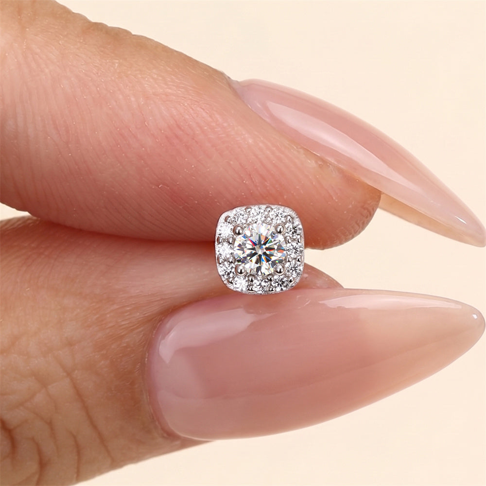 Pavé Moissanite Huggie Hoop Earrings - 925 Sterling Silver for Women, Hypoallergenic