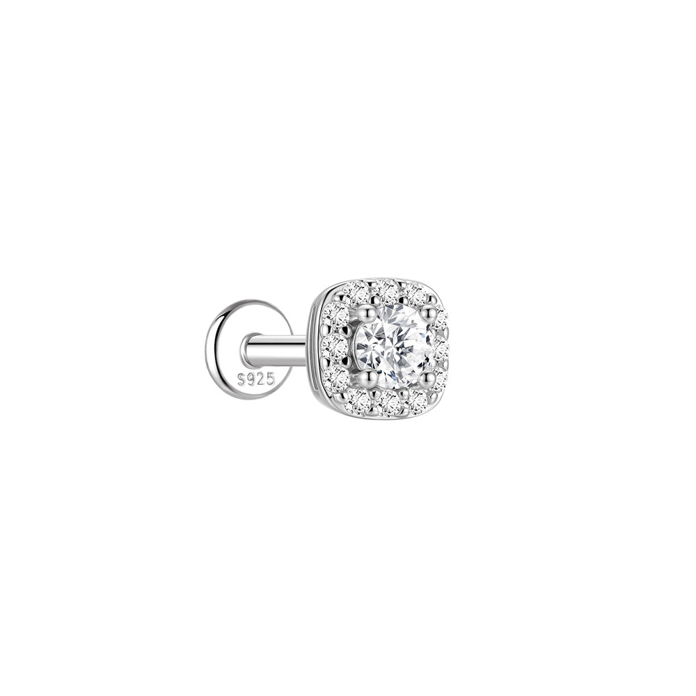 Pavé Moissanite Huggie Hoop Earrings - 925 Sterling Silver for Women, Hypoallergenic