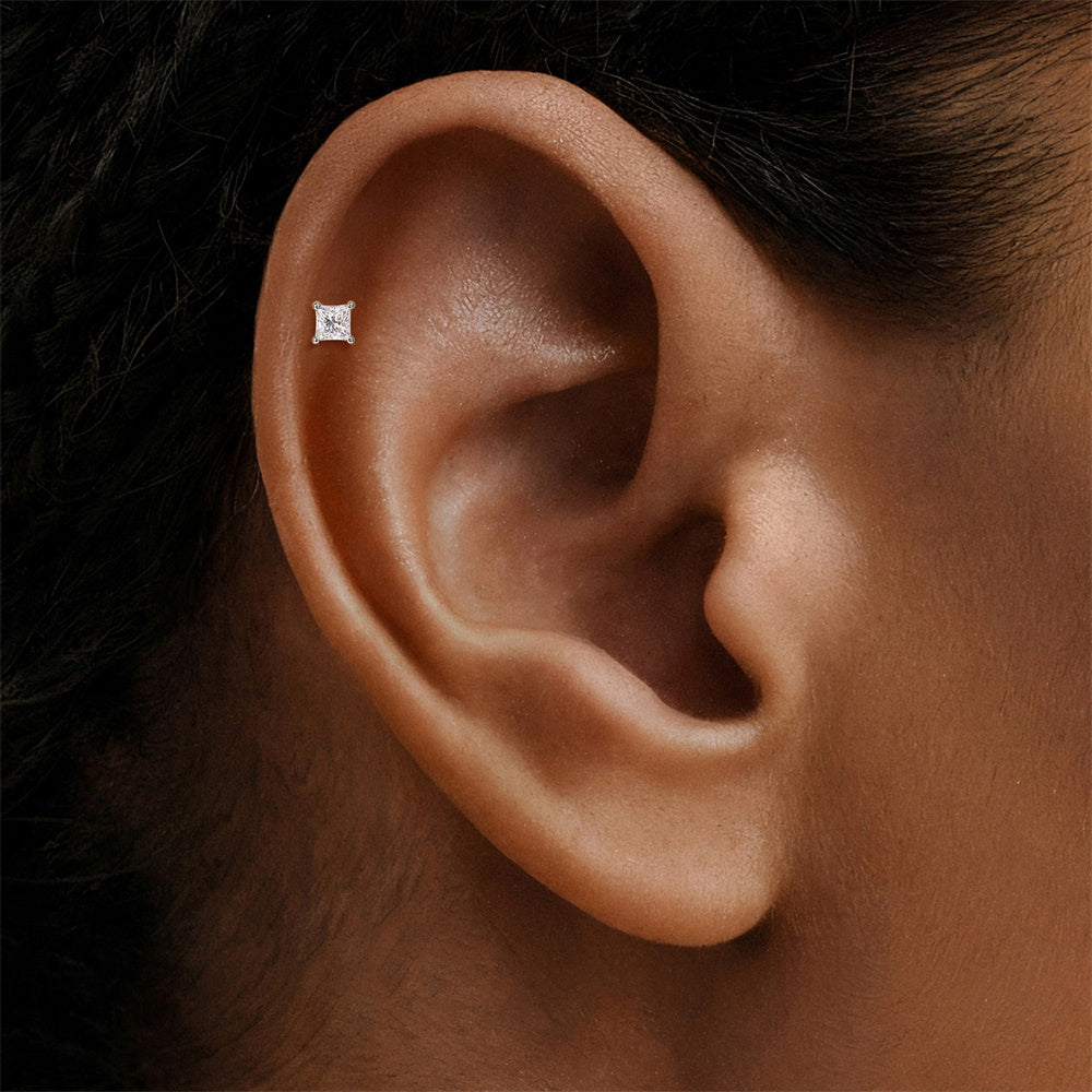Modern Moissanite Geometric Stud Earrings - 925 Sterling Silver for Women, Hypoallergenic