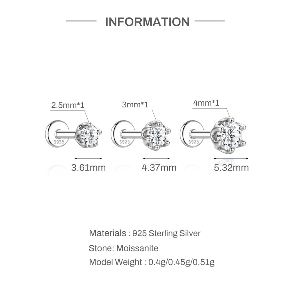Pavé Moissanite Triple-Hoop Hinged Earrings - 925 Sterling Silver for Women, Hypoallergenic