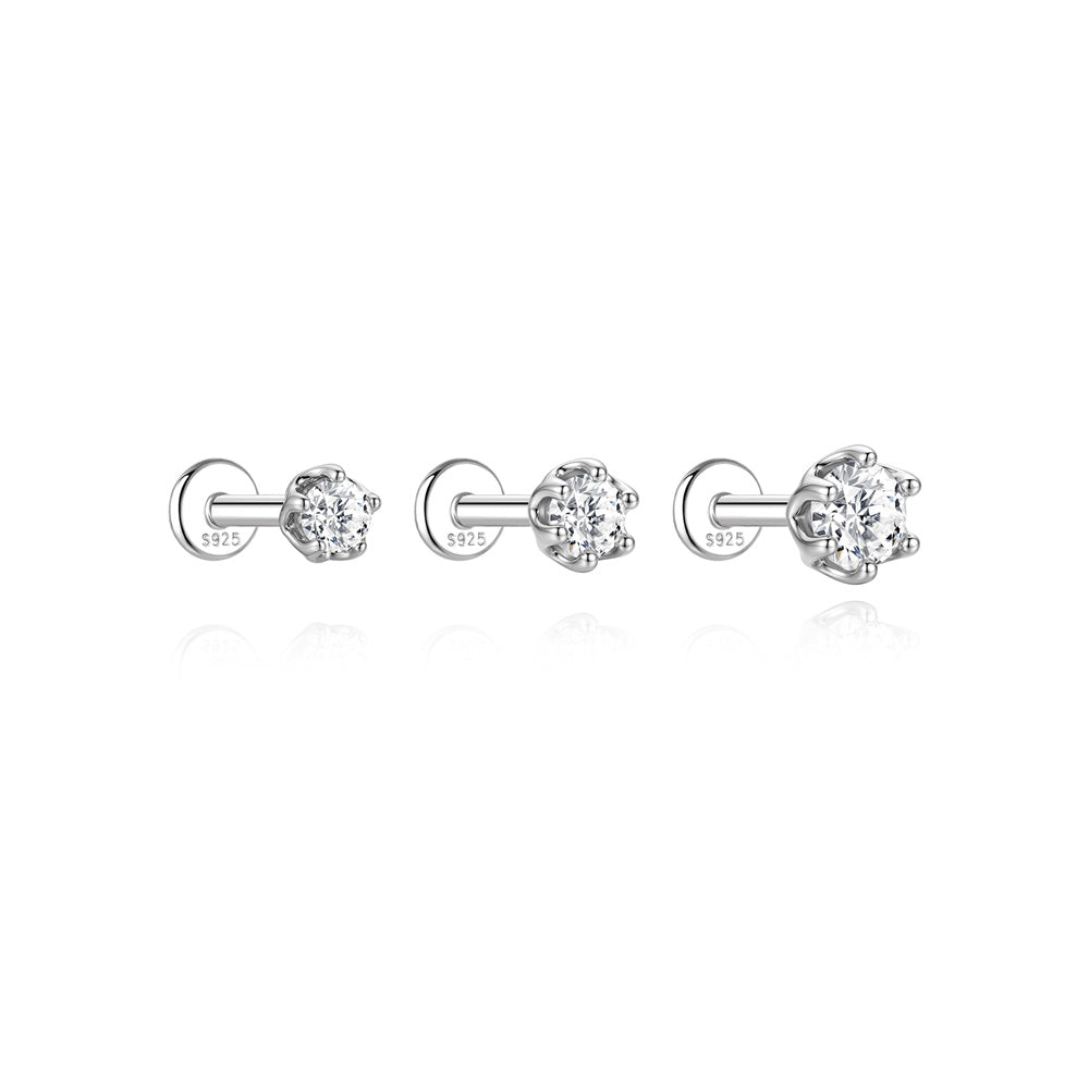 Pavé Moissanite Triple-Hoop Hinged Earrings - 925 Sterling Silver for Women, Hypoallergenic