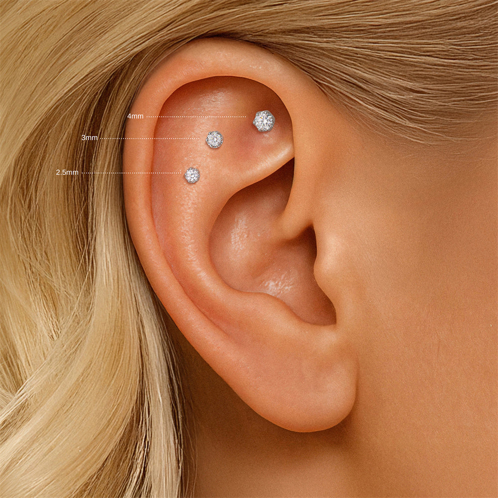 Pavé Moissanite Triple-Hoop Hinged Earrings - 925 Sterling Silver for Women, Hypoallergenic