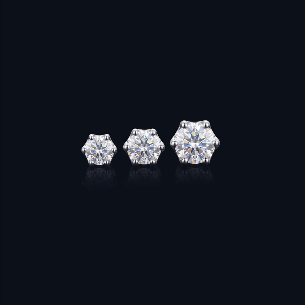 Pavé Moissanite Triple-Hoop Hinged Earrings - 925 Sterling Silver for Women, Hypoallergenic